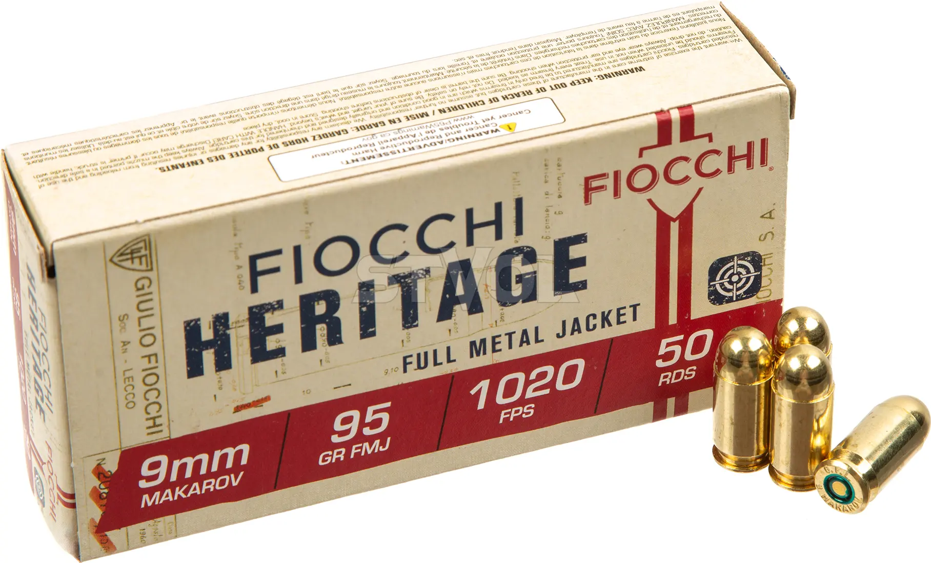 Патрон Fiocchi 9*18 Makarov.FMJ 95gr(6.16g) — фото 1