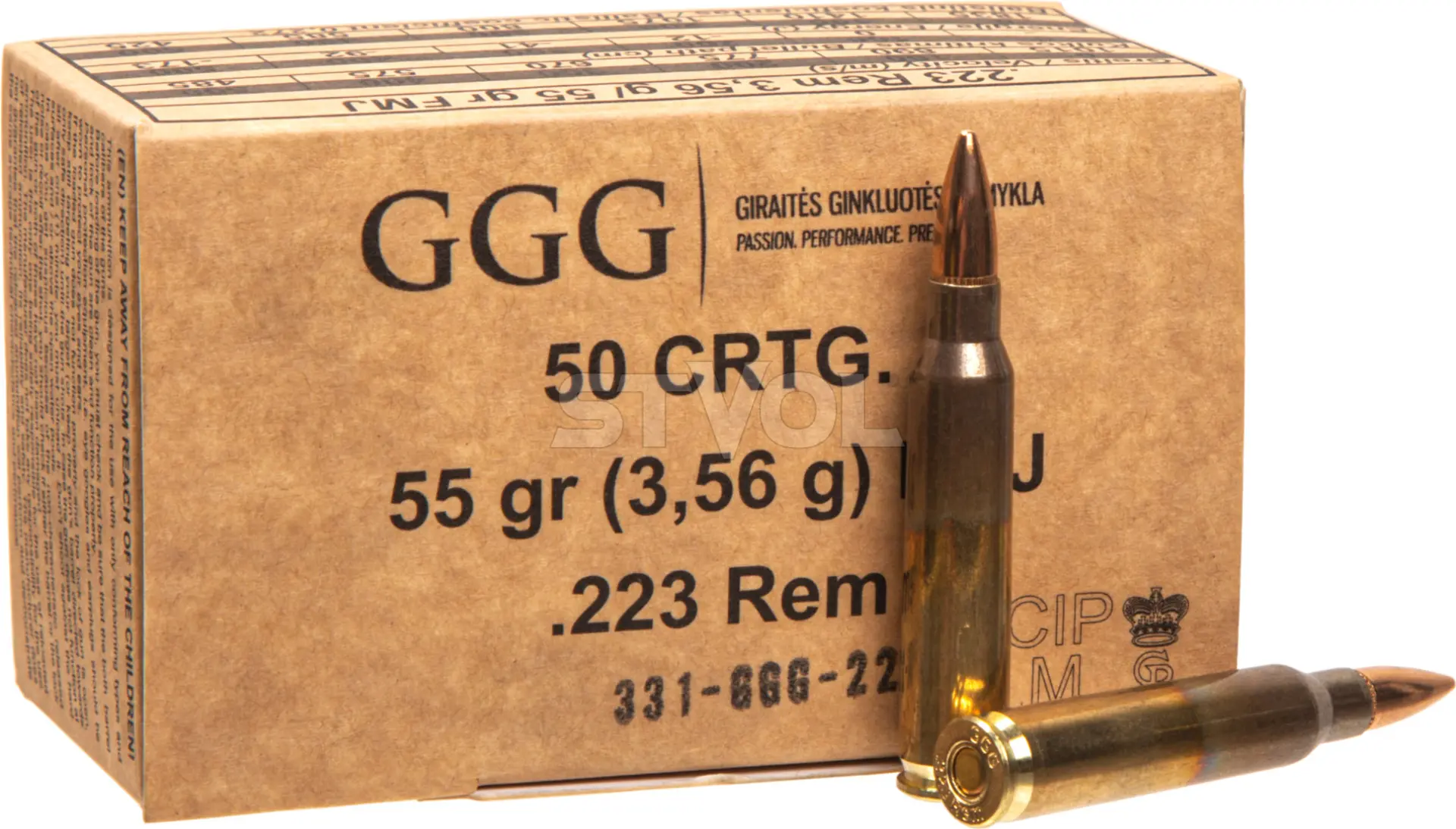 Патрон GGG k.223REM 55gr(3.56g) FMJ — фото 1