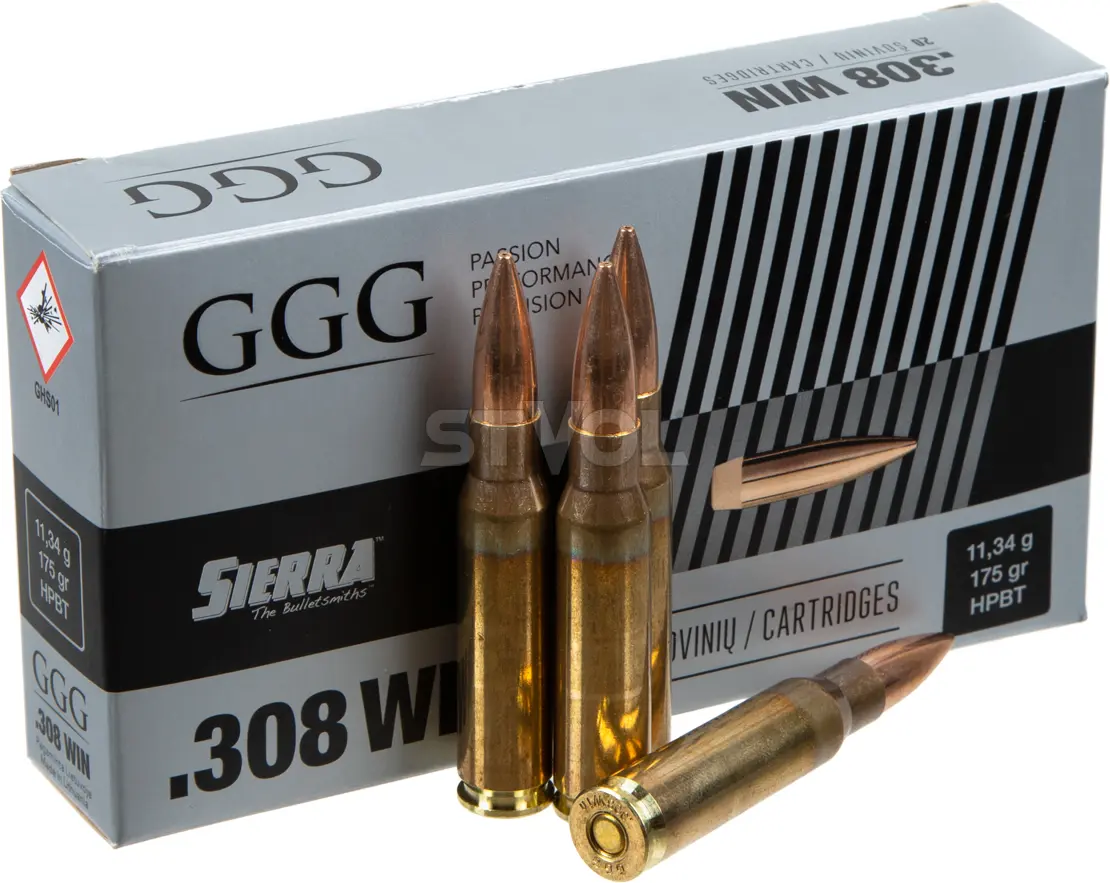 Патрон GGG k.308WIN 175gr(11.3g)HPBT SIERRA — фото 1