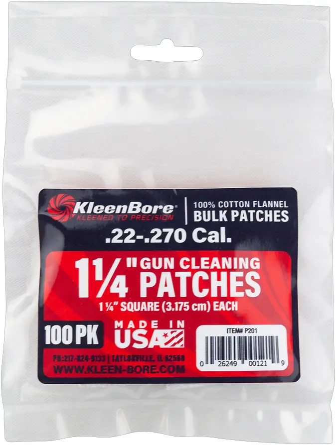 Патч д\чищ. KleenBore .22-.270CAL, 100шт бавовна, кв.