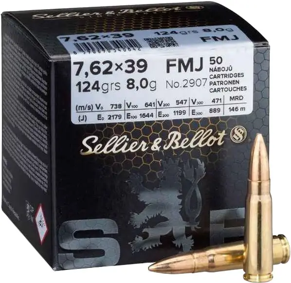 Патрон S&B FMJ 7.62*39 124gr\8g — фото 1