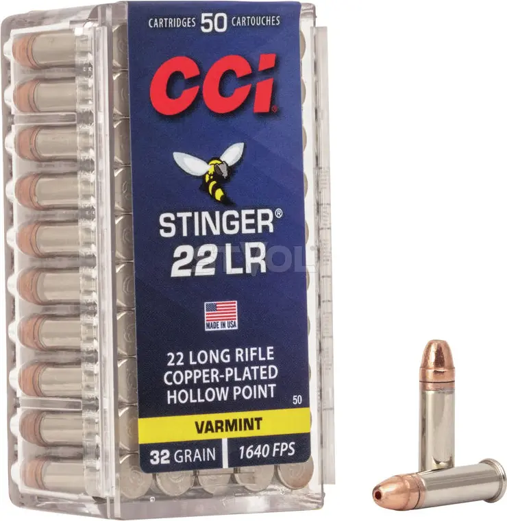 Патрон CCI STINGER 22LR,CPHP,32gr(2.07g),500м\с — фото 1