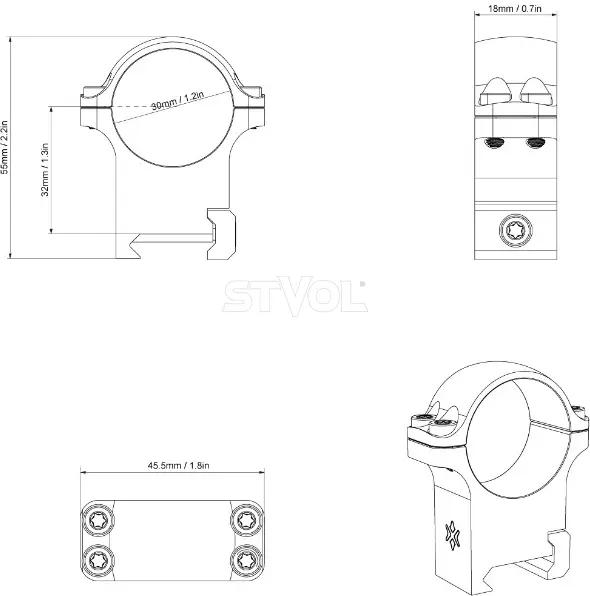 Кільця Vector Optics стал. 30mm Weaver середні — фото 1